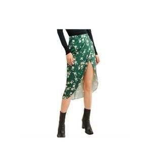 Urban Outfitters Floral Tulip Wrap Skirt | Green & Ivory | Size Small